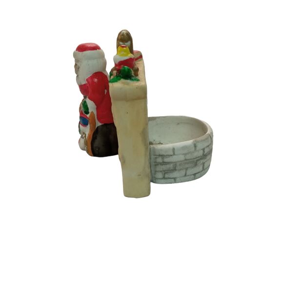 Vintage Santa Tealight Candle Holder Fireplace Toys Nostalgic Christmas Decor - Picture 2 of 12